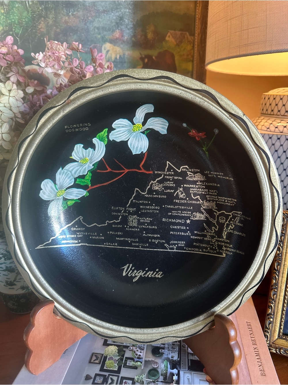 Virginia Decorative Serving Tray with White Dogwood Flowers